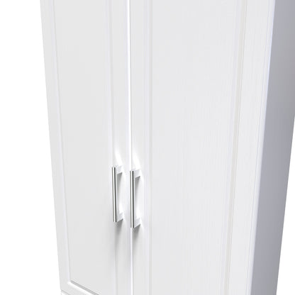 Kent Tall Wardrobe White & Oak 2 Doors 2 Drawers 182cm