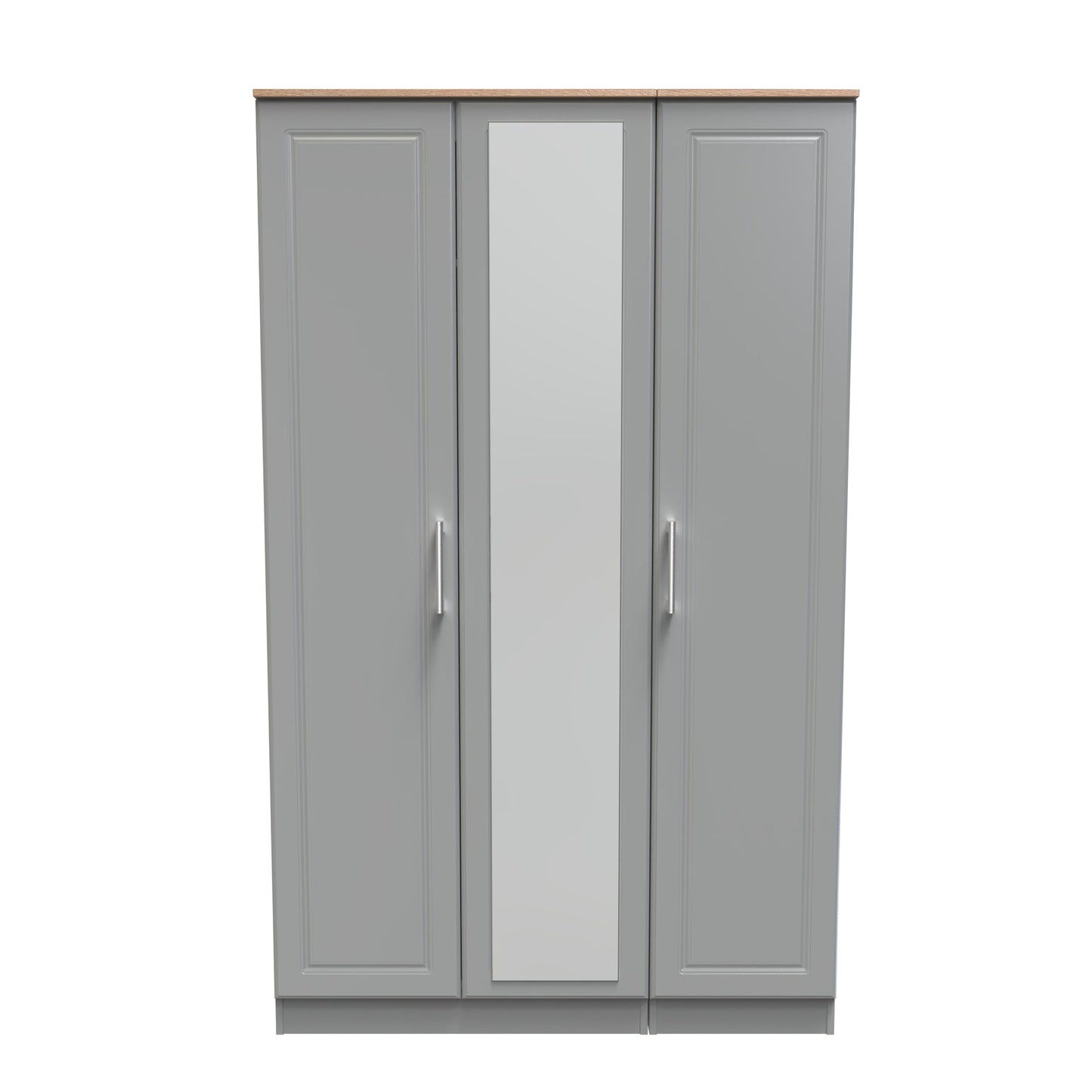 Kent Tall Mirror Wardrobe Grey & Oak 1 Shelf 182cm