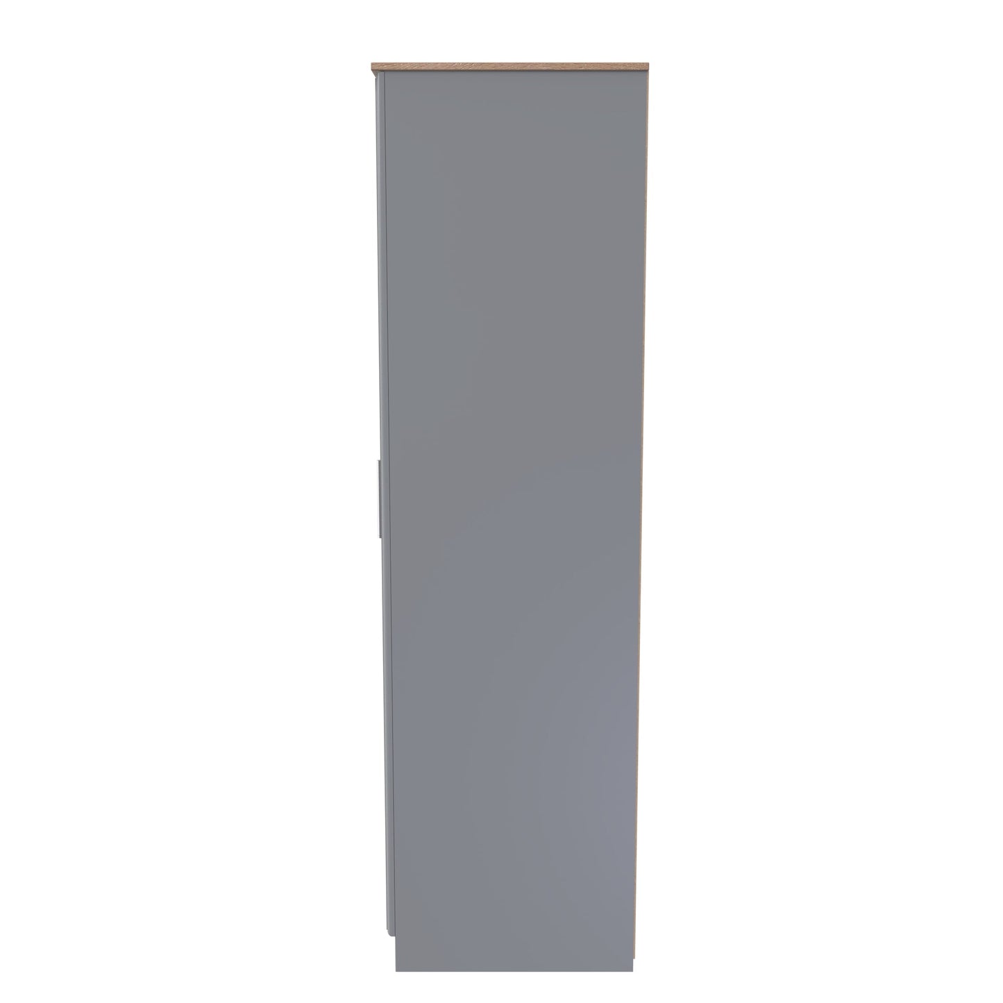 Kent Tall Mirror Wardrobe Grey & Oak 1 Shelf 182cm
