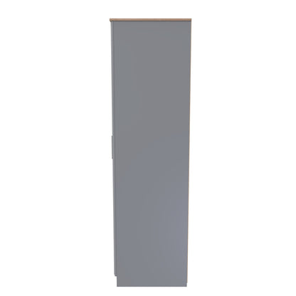 Kent Tall Mirror Wardrobe Grey & Oak 1 Shelf 182cm