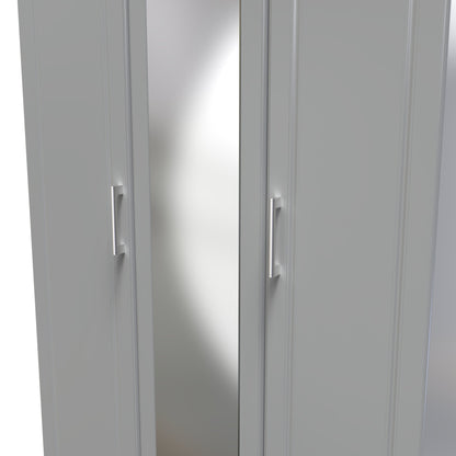 Kent Tall Mirror Wardrobe Grey & Oak 1 Shelf 182cm
