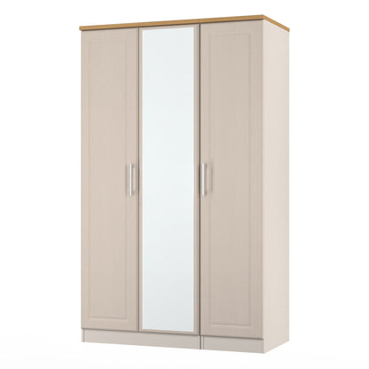 Kent Tall Mirror Wardrobe Off-White 1 Shelf 182cm