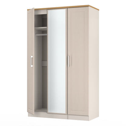 Kent Tall Mirror Wardrobe Off-White 1 Shelf 182cm