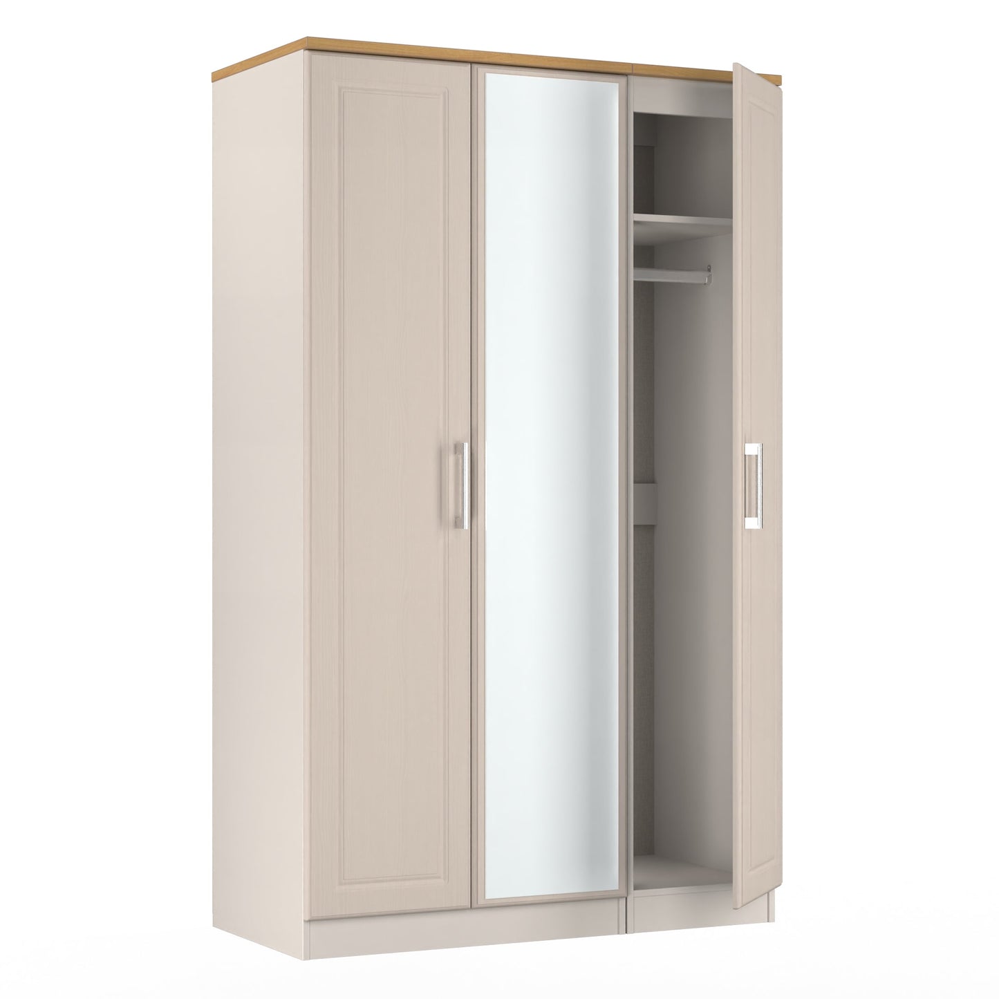 Kent Tall Mirror Wardrobe Off-White 1 Shelf 182cm