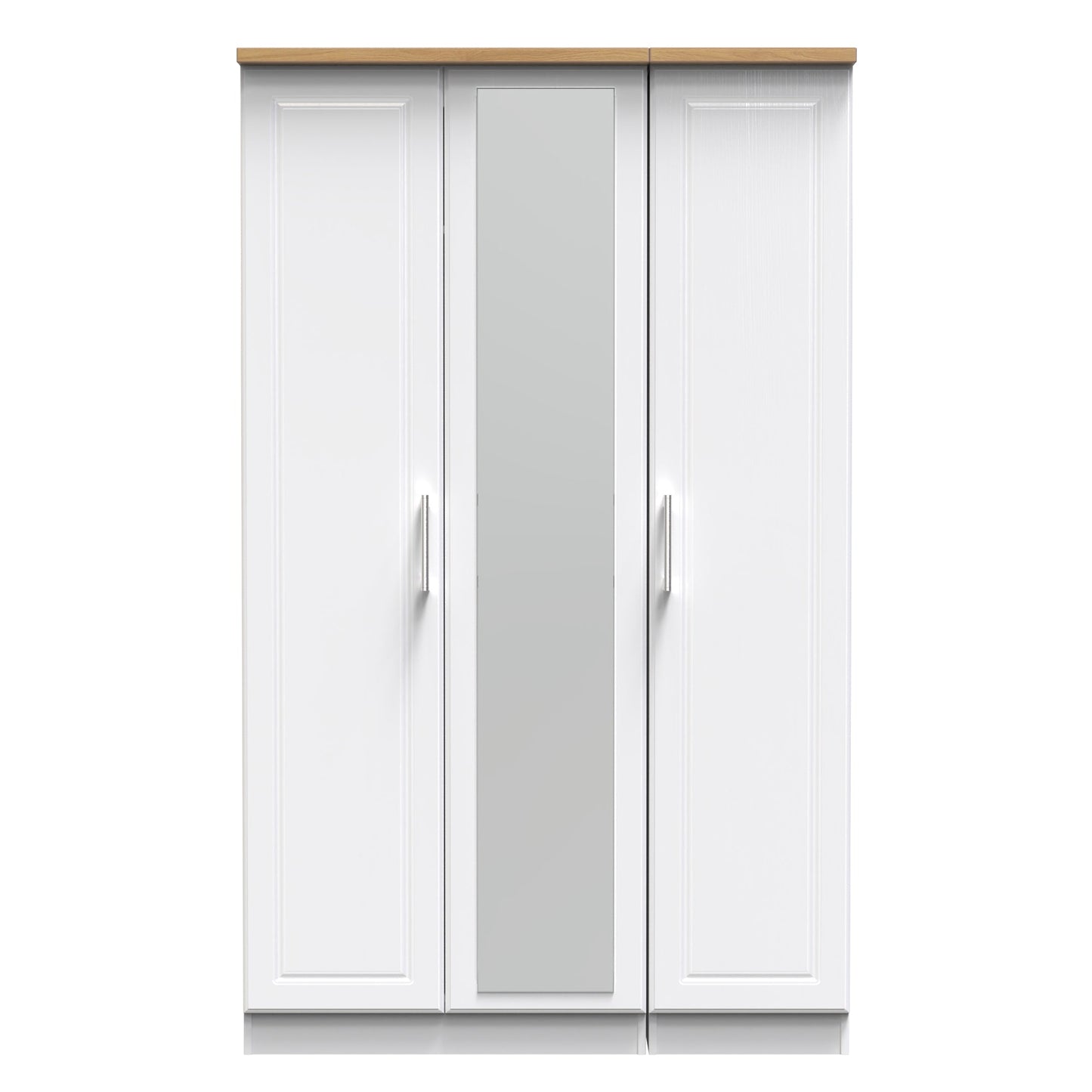 Kent Tall Mirror Wardrobe White & Oak 1 Shelf 182cm