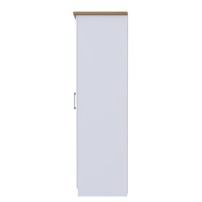 Kent Tall Mirror Wardrobe White & Oak 1 Shelf 182cm