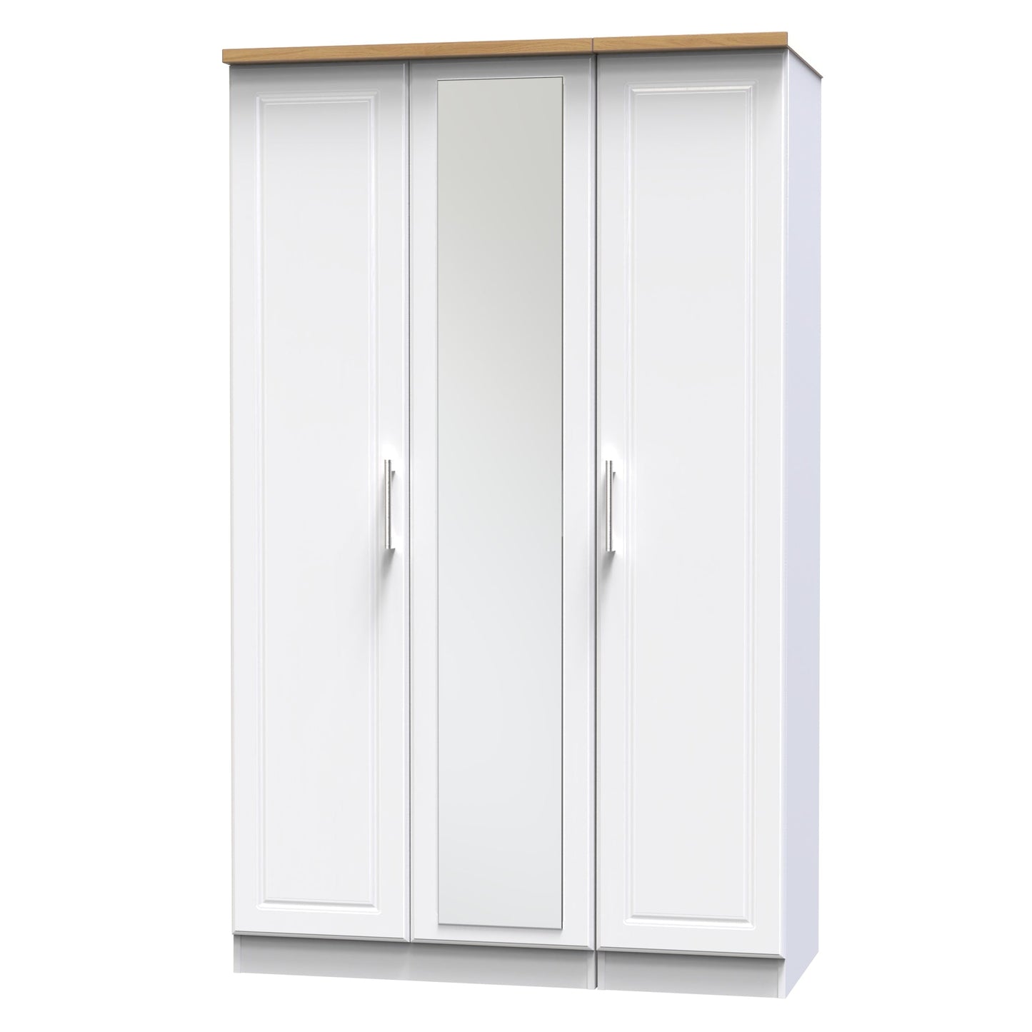 Kent Tall Mirror Wardrobe White & Oak 1 Shelf 182cm