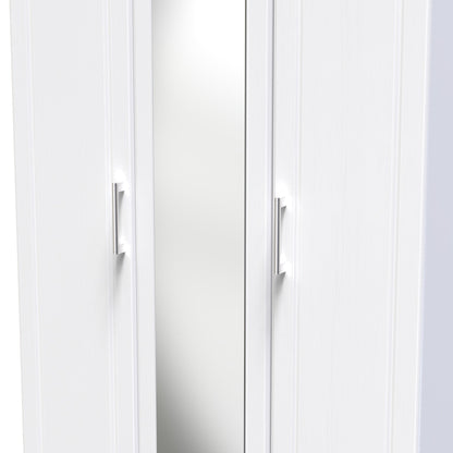 Kent Tall Mirror Wardrobe White & Oak 1 Shelf 182cm
