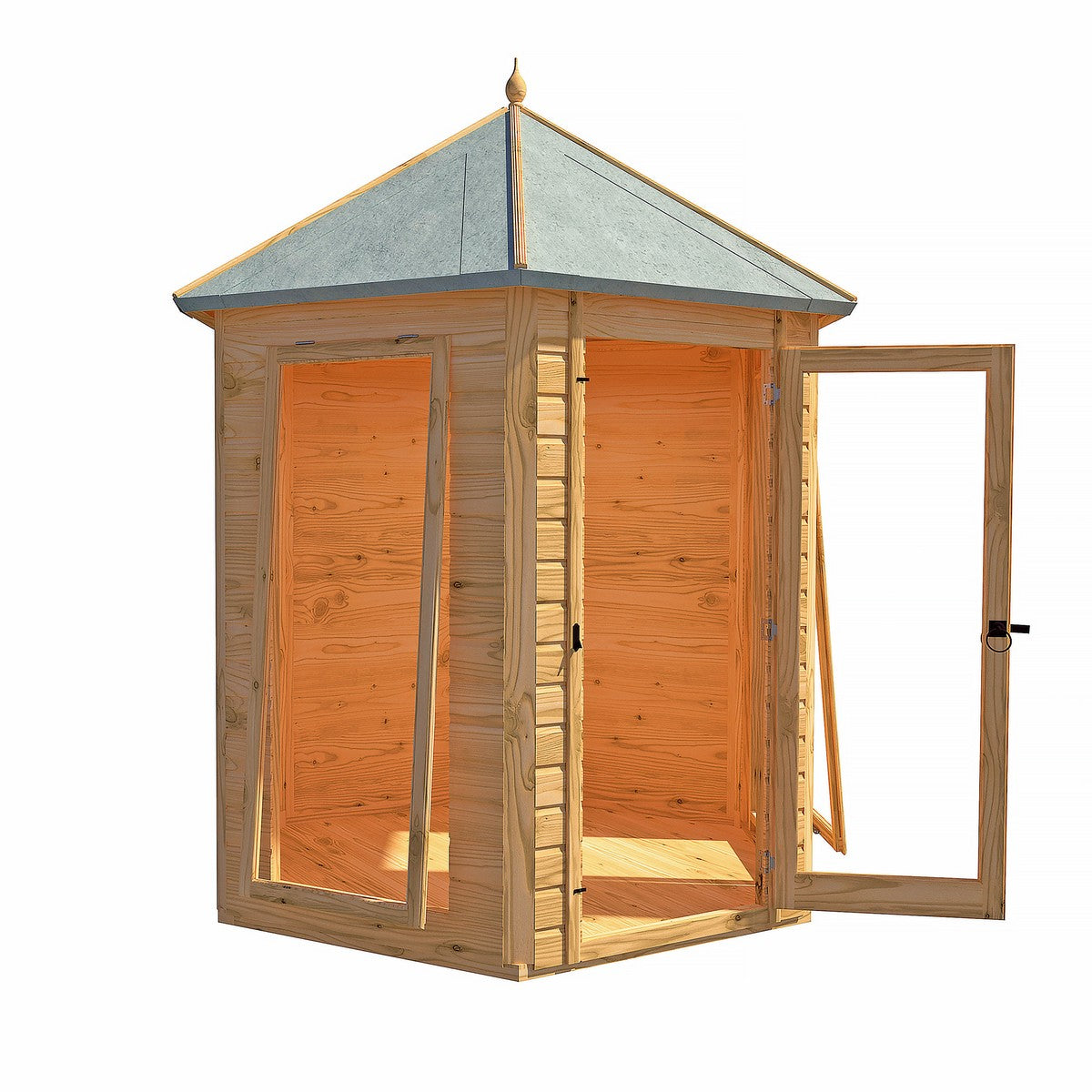 Shire Kendall 6' 10" x 7' 10" Hexagonal Hip Summerhouse - Premium Dip Treated Tongue & Groove