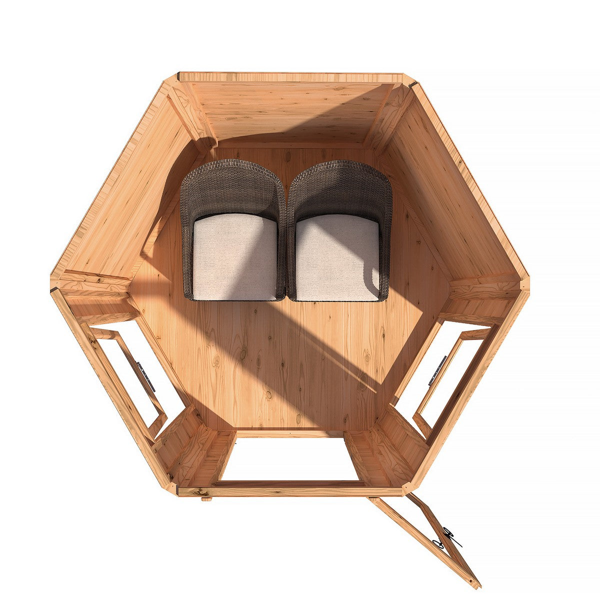 Shire Kendall 6' 10" x 7' 10" Hexagonal Hip Summerhouse - Premium Dip Treated Tongue & Groove