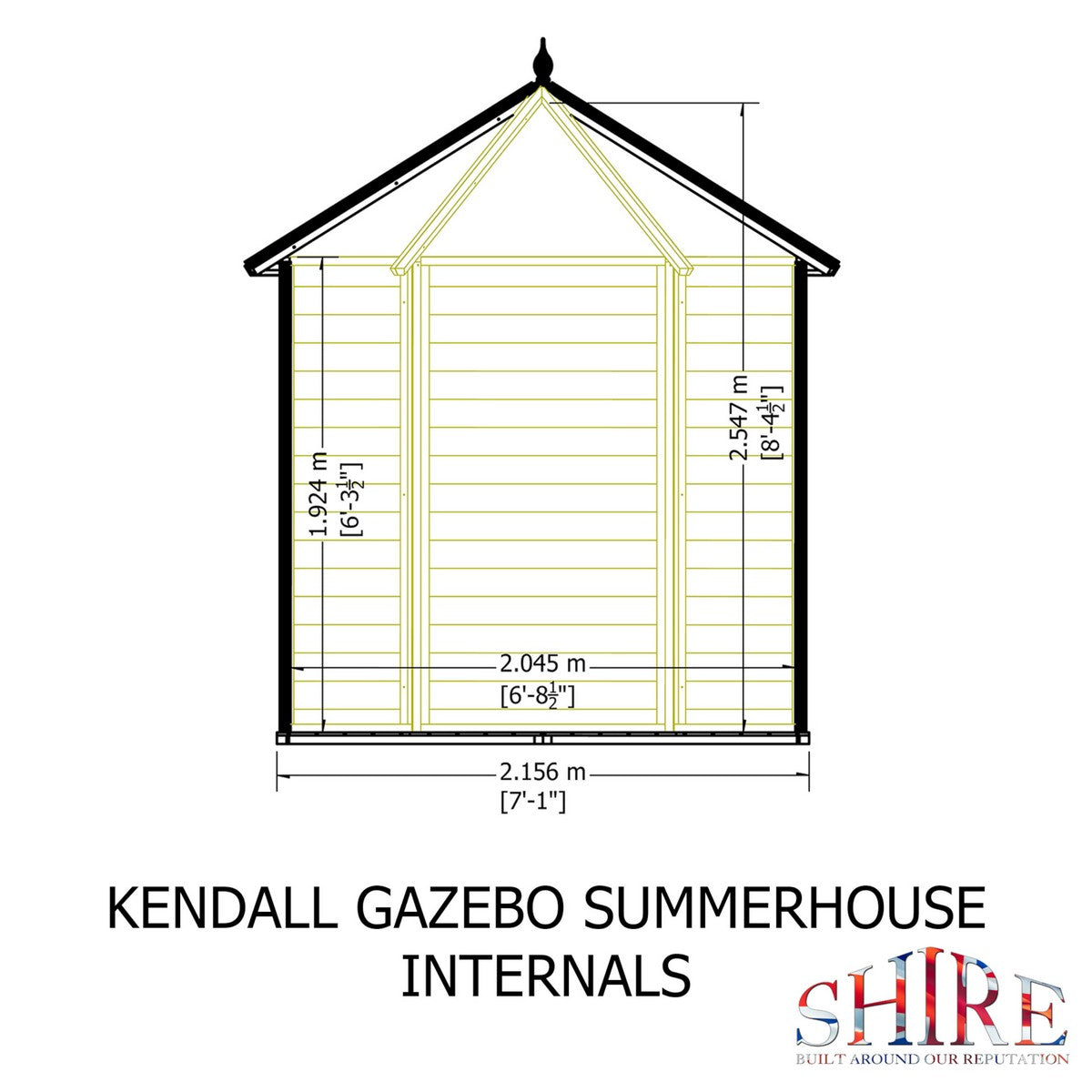 Shire Kendall 6' 10" x 7' 10" Hexagonal Hip Summerhouse - Premium Dip Treated Tongue & Groove