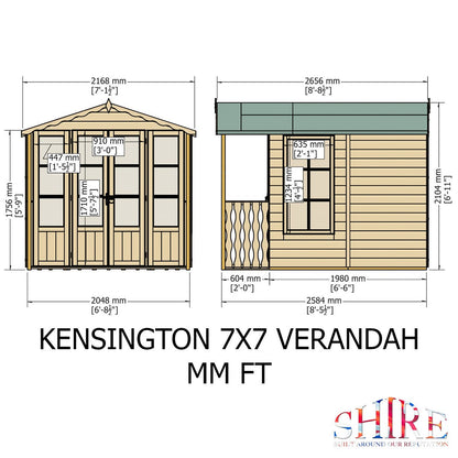 Shire Kensington 8' 5" x 6' 8" Apex Summerhouse - Premium Dip Treated Shiplap