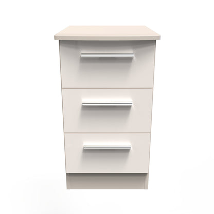Knightsbridge Bedside Table Off-White 3 Drawers 70cm