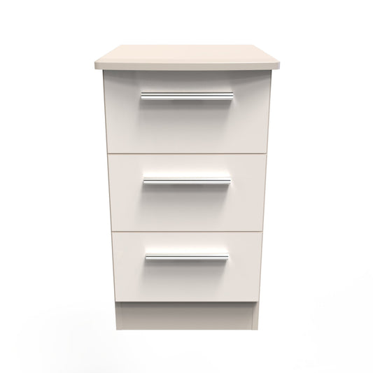 Knightsbridge Bedside Table Off-White 3 Drawers 70cm
