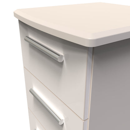 Knightsbridge Bedside Table Off-White 3 Drawers 70cm