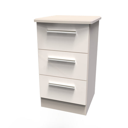 Knightsbridge Bedside Table Off-White 3 Drawers 70cm