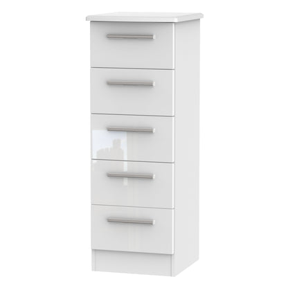 Knightsbridge Tall Tallboy White 5 Drawers 108cm