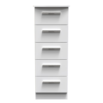 Knightsbridge Tall Tallboy White 5 Drawers 108cm