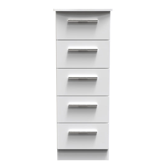 Knightsbridge Tall Tallboy White 5 Drawers 108cm