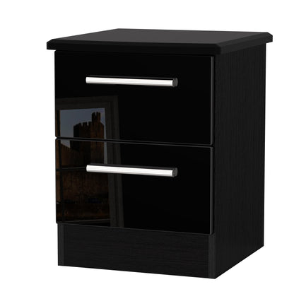 Knightsbridge Bedside Table Black 2 Drawers 51cm