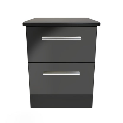 Knightsbridge Bedside Table Black 2 Drawers 51cm