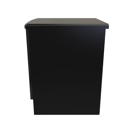 Knightsbridge Bedside Table Black 2 Drawers 51cm