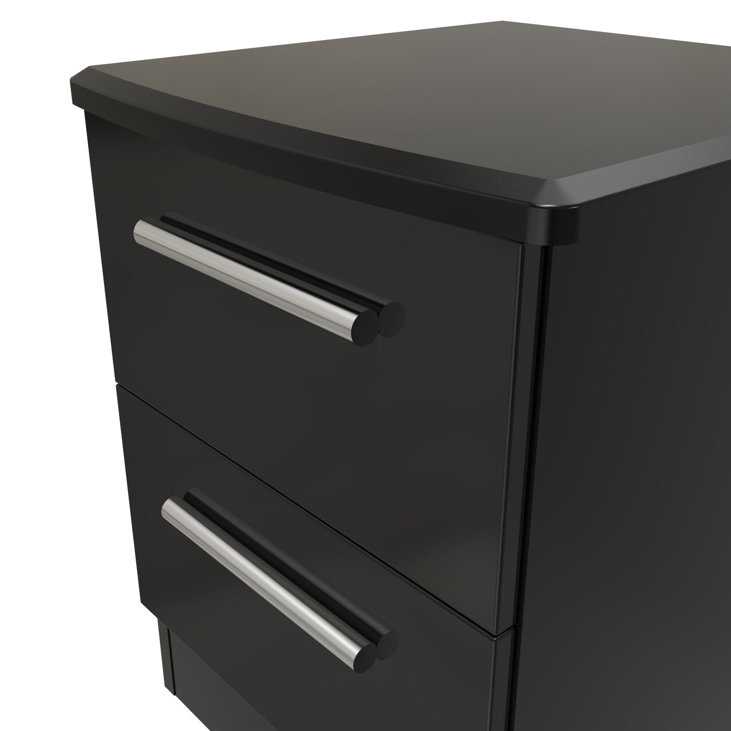 Knightsbridge Bedside Table Black 2 Drawers 51cm