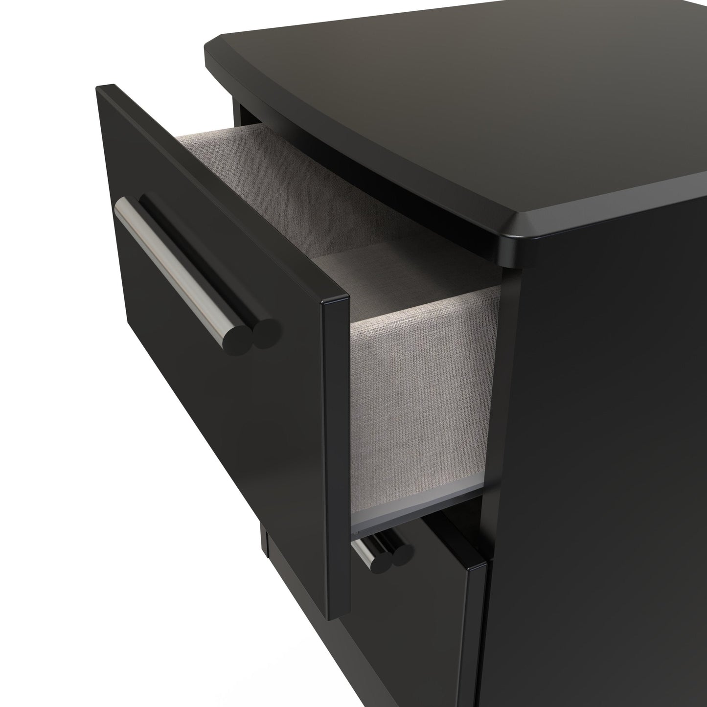 Knightsbridge Bedside Table Black 2 Drawers 51cm