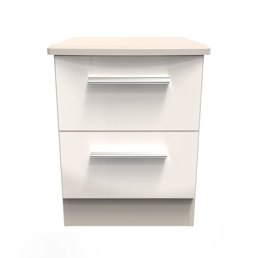 Knightsbridge Bedside Table Off-White 2 Drawers 51cm