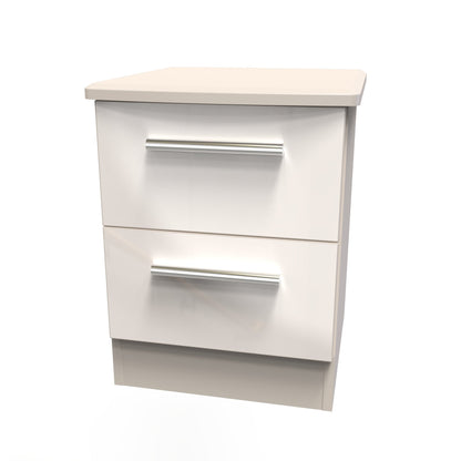 Knightsbridge Bedside Table Off-White 2 Drawers 51cm