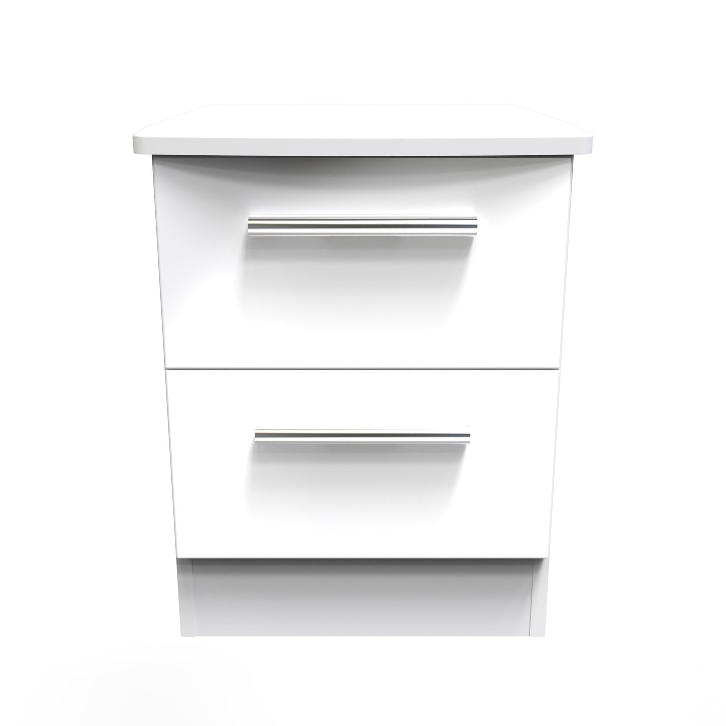 Knightsbridge Bedside Table White 2 Drawers 51cm