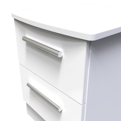 Knightsbridge Bedside Table White 2 Drawers 51cm