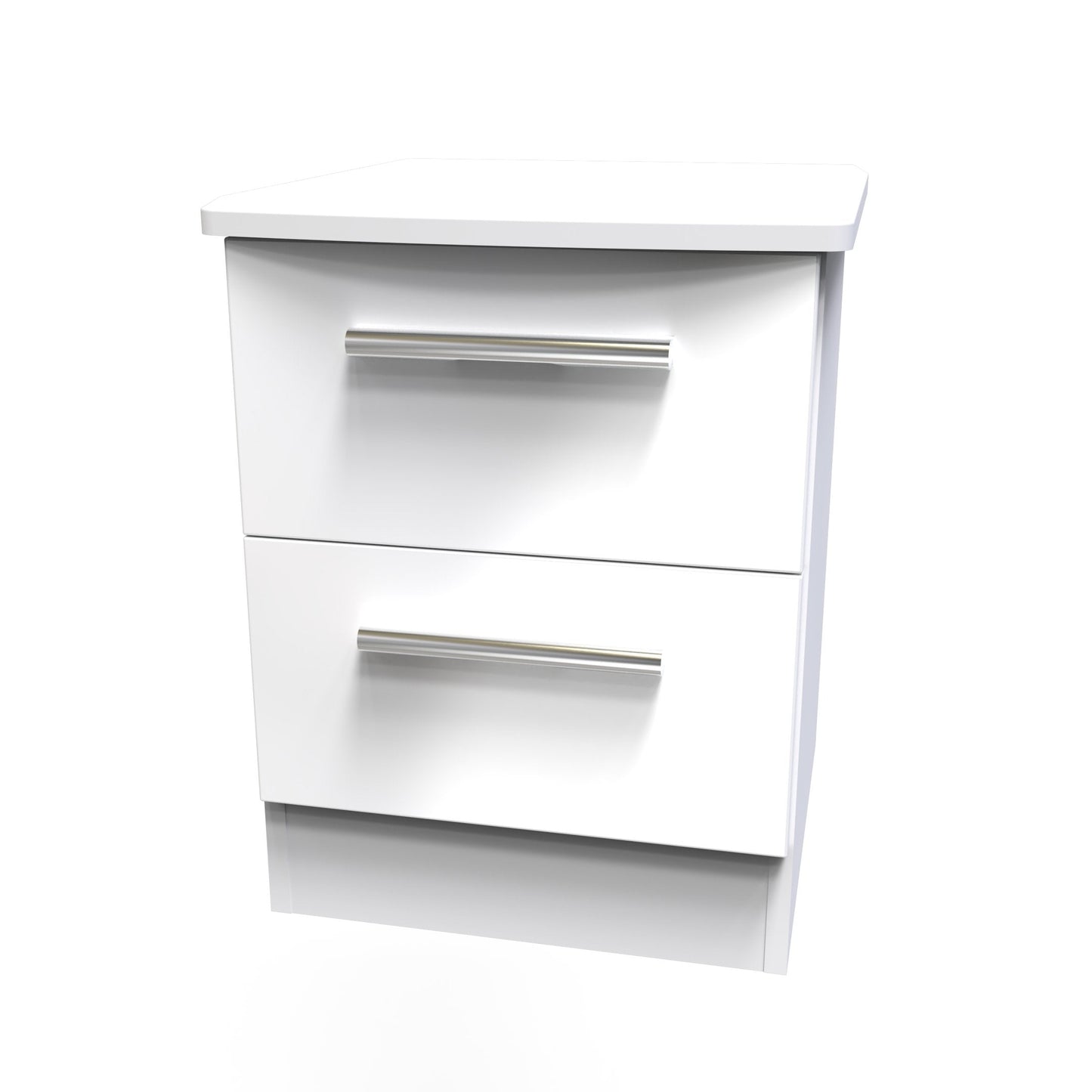 Knightsbridge Bedside Table White 2 Drawers 51cm