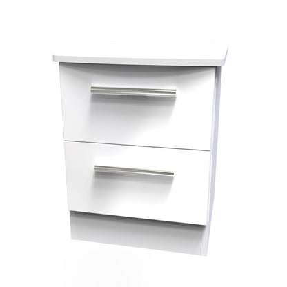 Knightsbridge Bedside Table White 2 Drawers 51cm