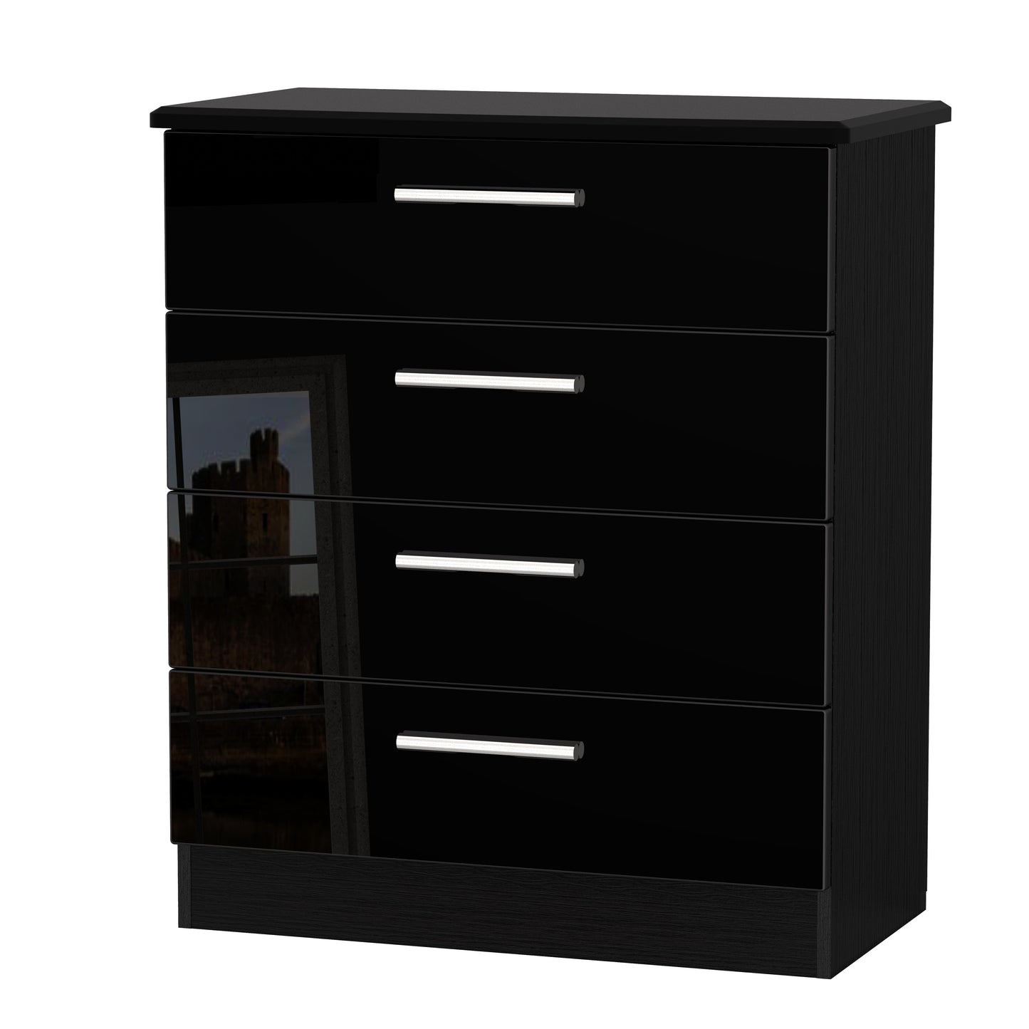 Knightsbridge Chest of Drawers Black 4 Drawers 89cm