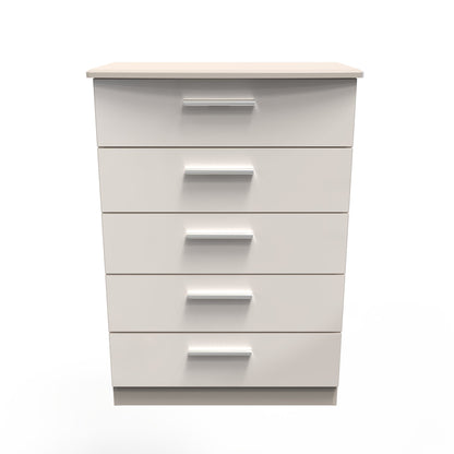 Knightsbridge Tall Chest of Drawers Off-White 5 Drawers 108cm