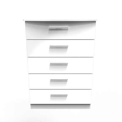 Knightsbridge Tall Chest of Drawers White 5 Drawers 108cm