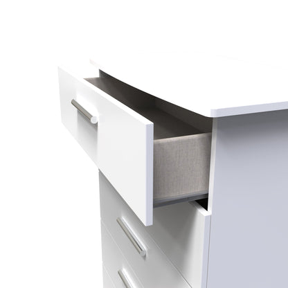 Knightsbridge Tall Chest of Drawers White 5 Drawers 108cm