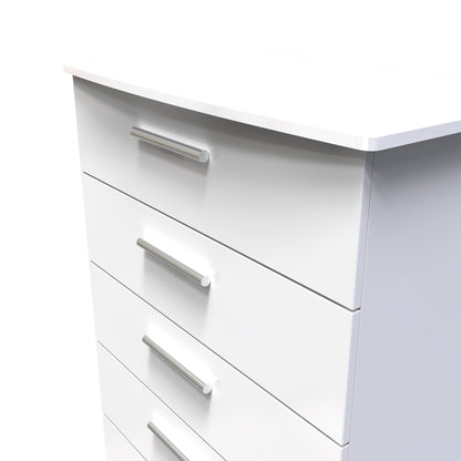 Knightsbridge Tall Chest of Drawers White 5 Drawers 108cm
