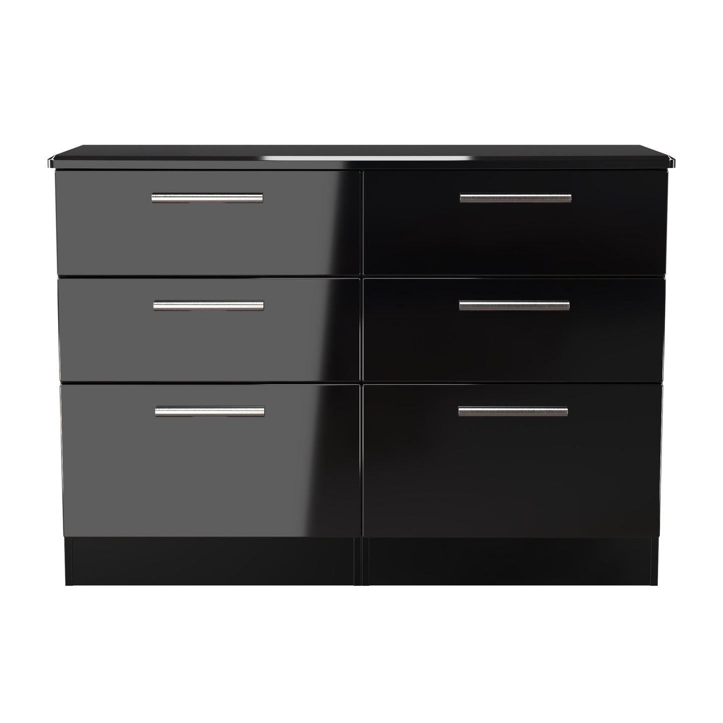 Knightsbridge Large Chest of Drawers Black 6 Drawers 112cm