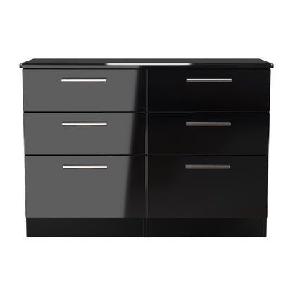 Knightsbridge Large Chest of Drawers Black 6 Drawers 112cm
