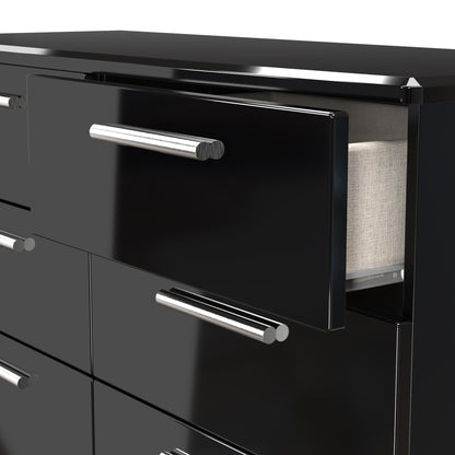 Knightsbridge Large Chest of Drawers Black 6 Drawers 112cm