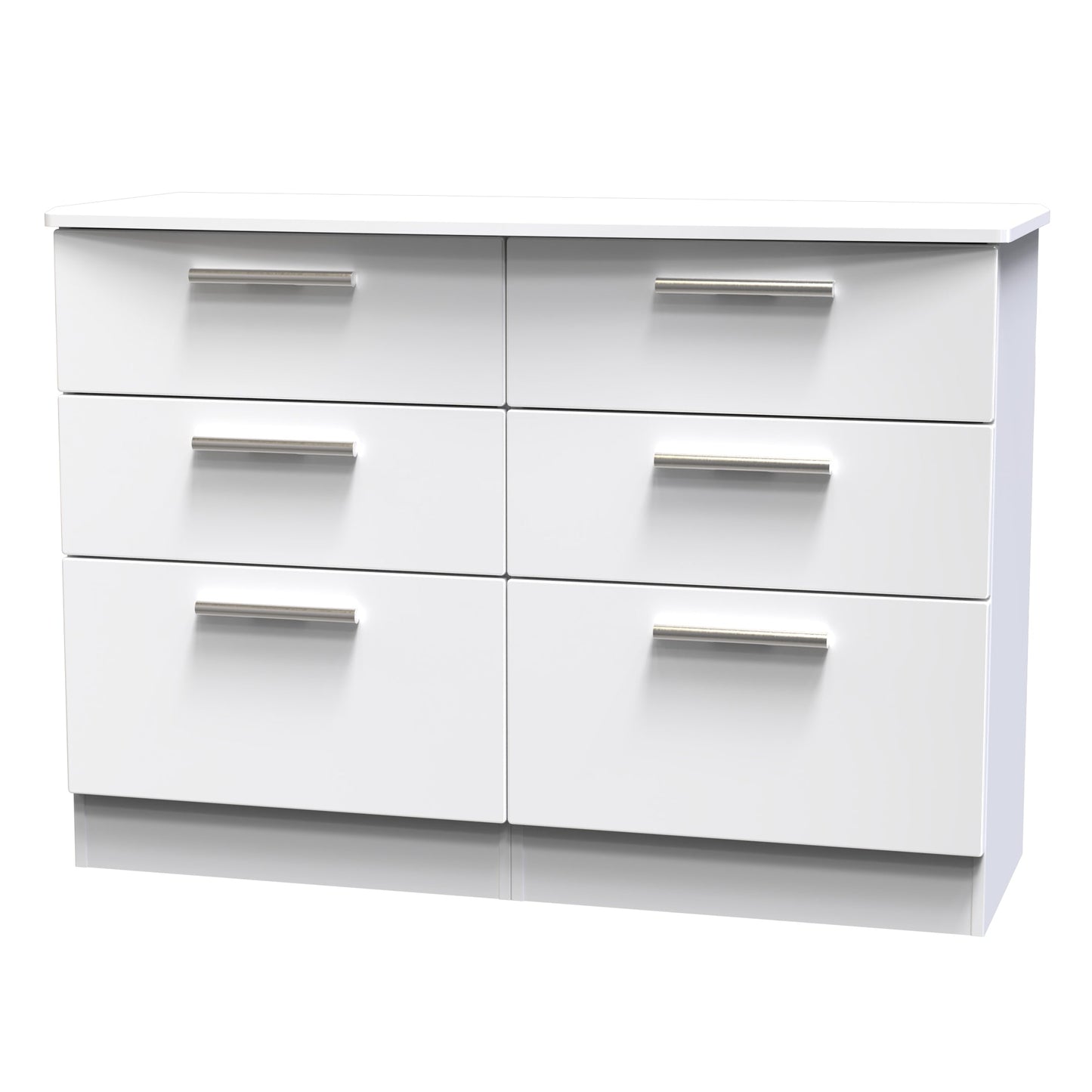 Knightsbridge Large Chest of Drawers White 6 Drawers 112cm