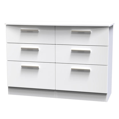 Knightsbridge Large Chest of Drawers White 6 Drawers 112cm