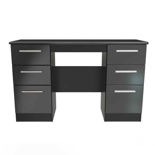 Knightsbridge Desk Black 6 Drawers 128cm
