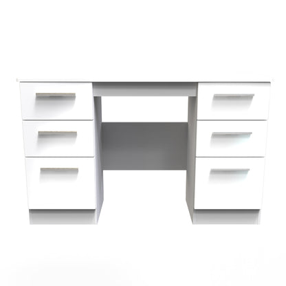 Knightsbridge Desk White 6 Drawers 128cm