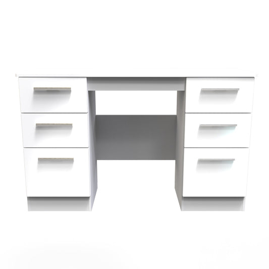 Knightsbridge Desk White 6 Drawers 128cm