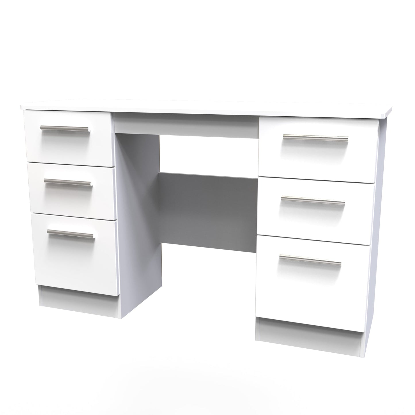 Knightsbridge Desk White 6 Drawers 128cm