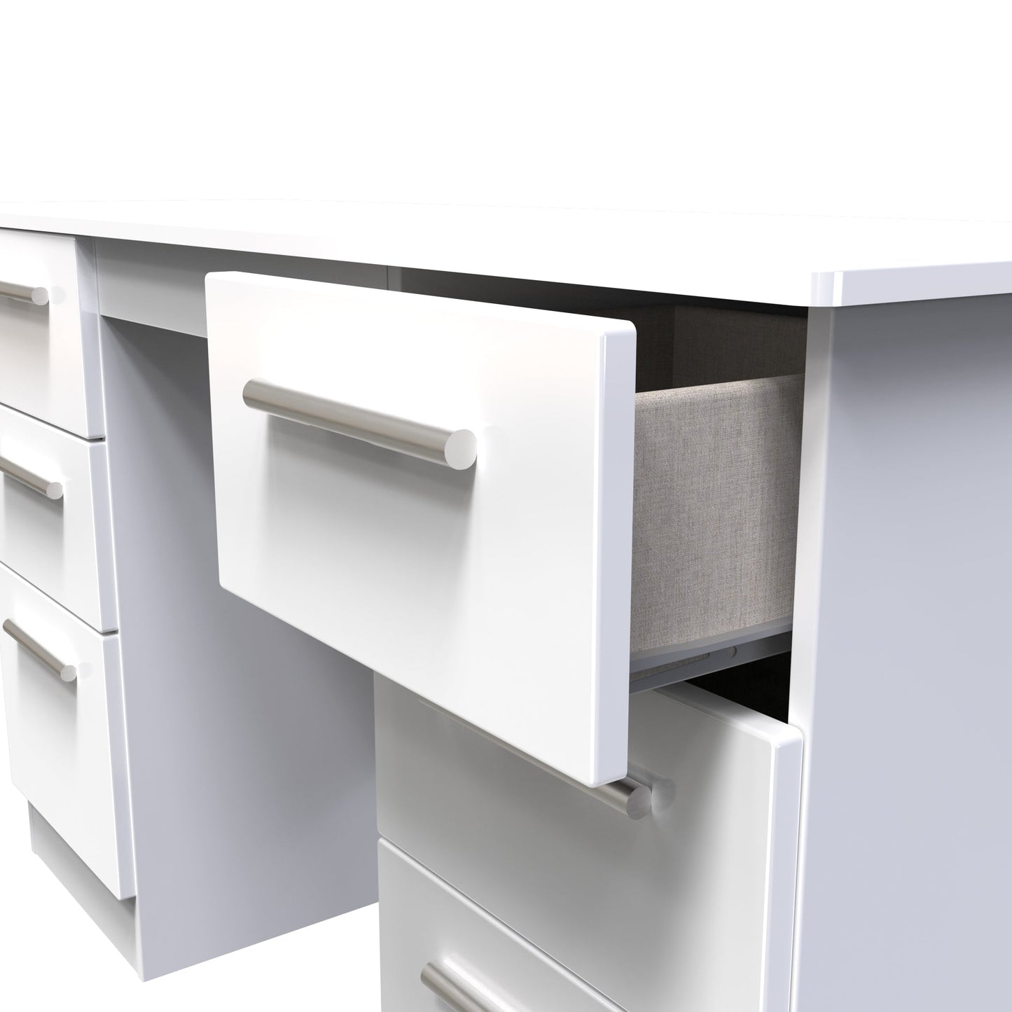 Knightsbridge Desk White 6 Drawers 128cm