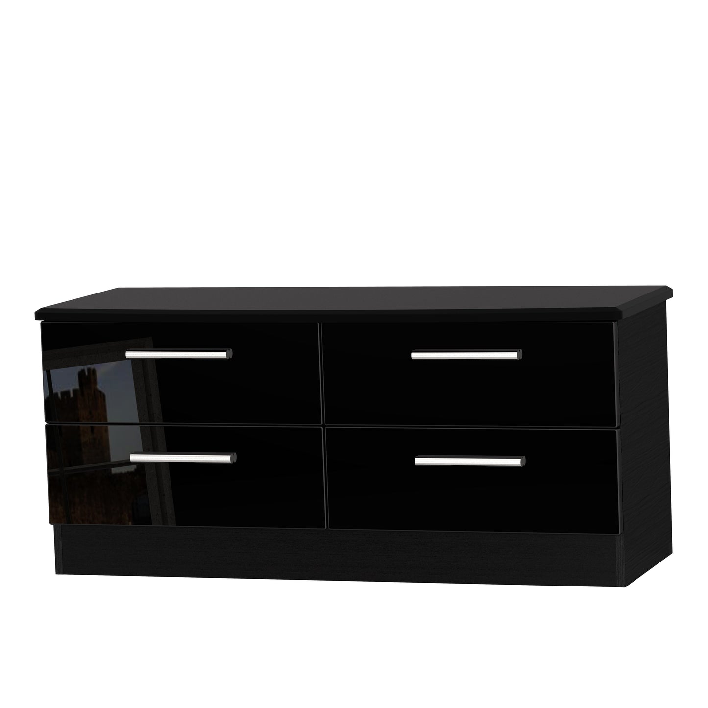 Knightsbridge Large Chest of Drawers Black 4 Drawers 112cm